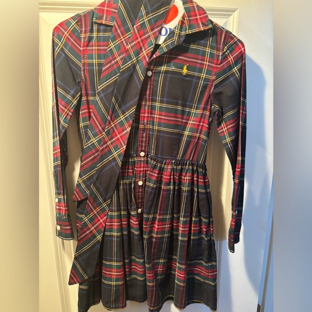 Girls' Plaid Cotton Twill Shirt Dress - Big Kid Size 8